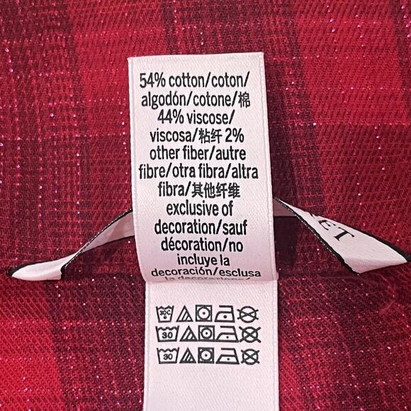 Victoria's Secret Pajama Set Womens Large Red Plaid Long Sleeve Button Up Lounge - Picture 12 of 12